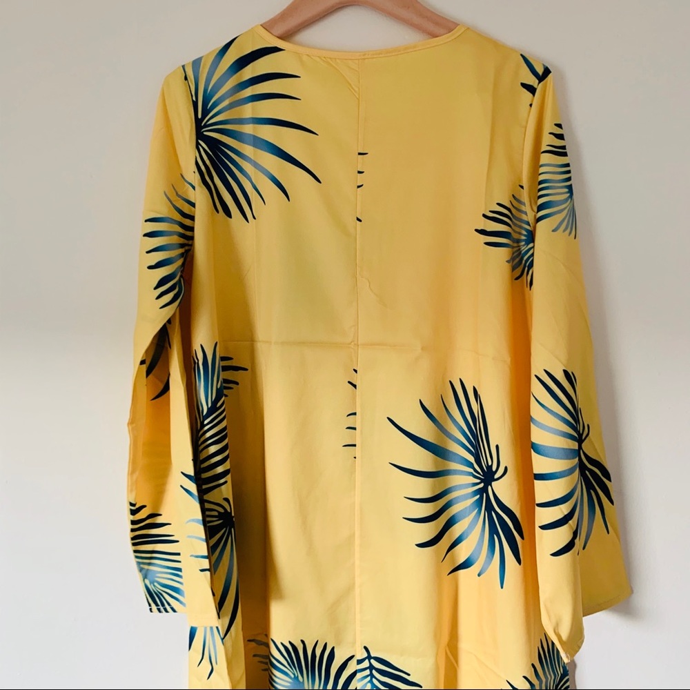 Yellow O-neck Floral Midi Dress - Picture 7 of 8